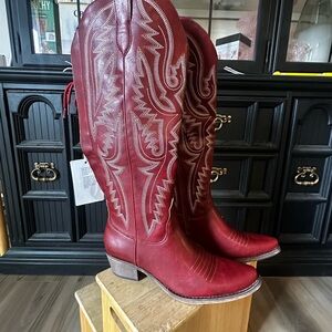 Women's Red Lace Up Boots